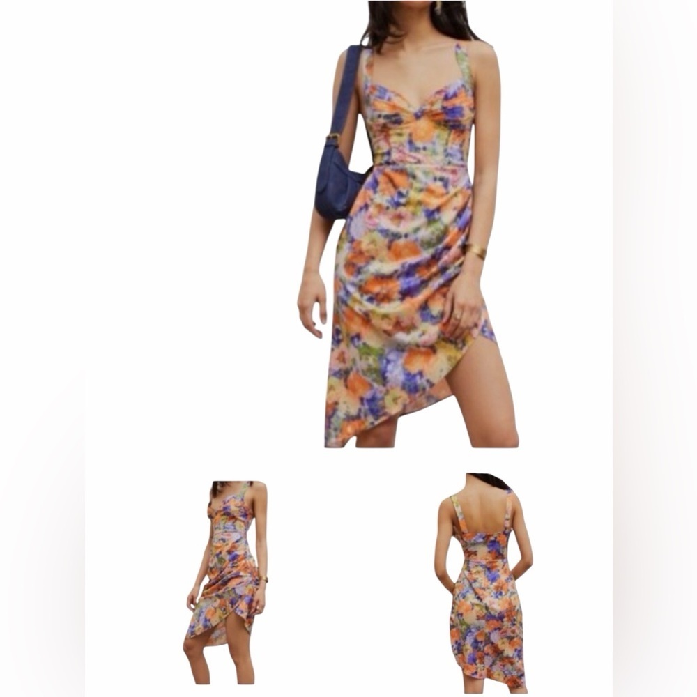 Cider Vibrant Floral Backless Dress Size L NWT